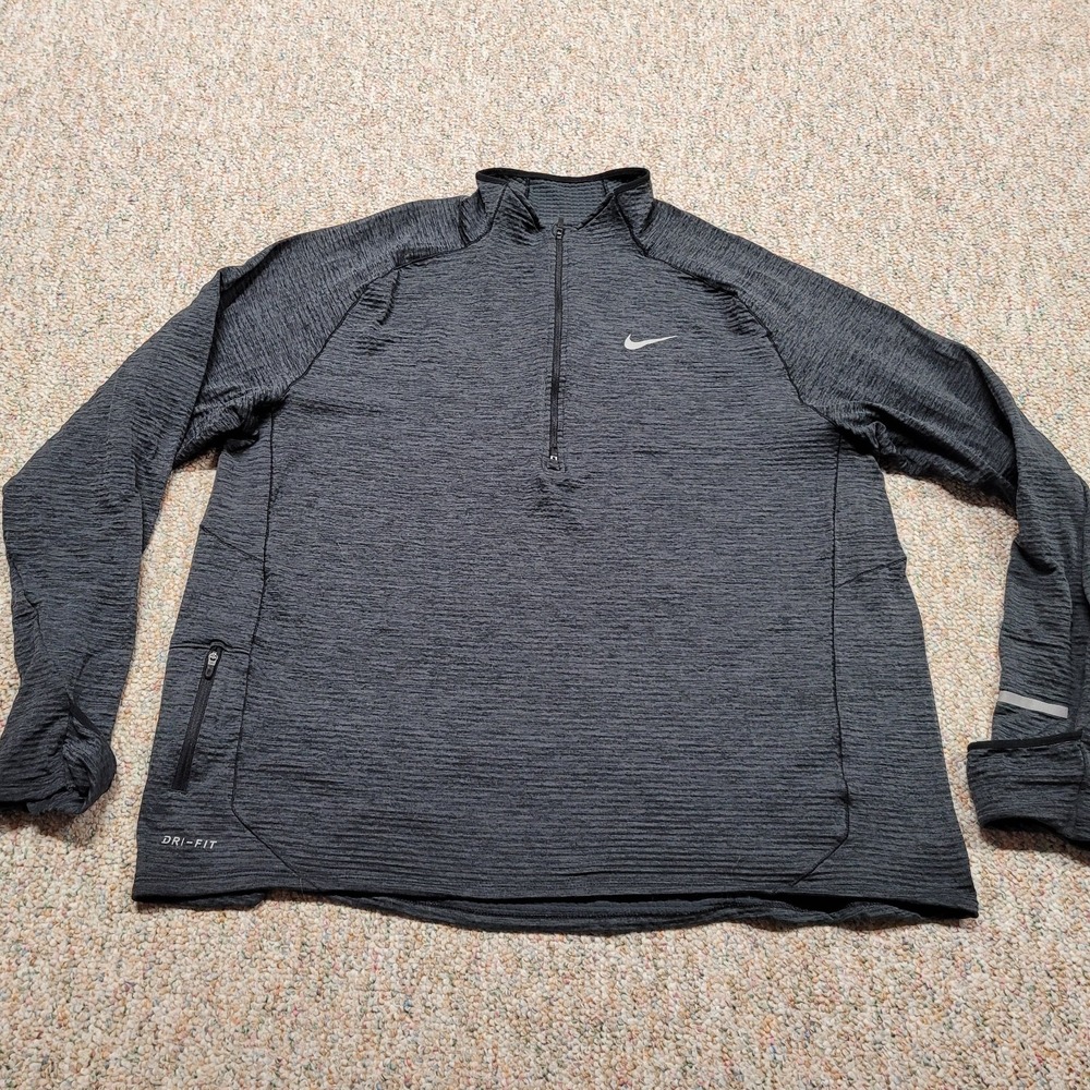 Nike Shirt Mens 2XL Grey Therma Sphere Element Performance Half Zip Running Gym